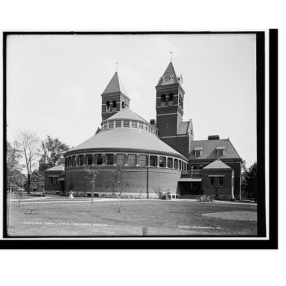 Historic Print, Main library, U. of M., Ann Arbor, Michigan, 16" x 20"