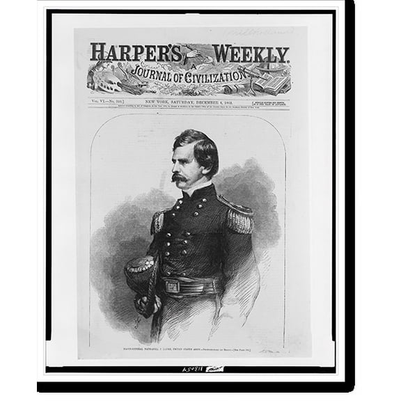 Historic Print, Major-General Nathaniel P. Banks, United States Army.photographed by Brady., 18" x 24"
