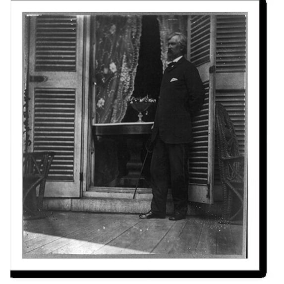 Historic Print, Major Planders at mansion formerly occupied by Jefferson Davis. In the doorway stands the table on which the surrender of Gen. Lee was signed, 16" x 20"