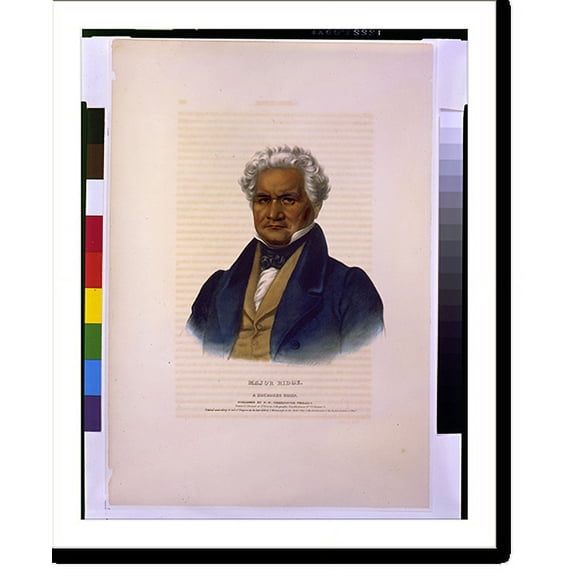 Historic Print, Major Ridge, a Cherokee chief.printed & coloured at I.T. Bowen's Lithographic Establishment. - 2, 18" x 24"