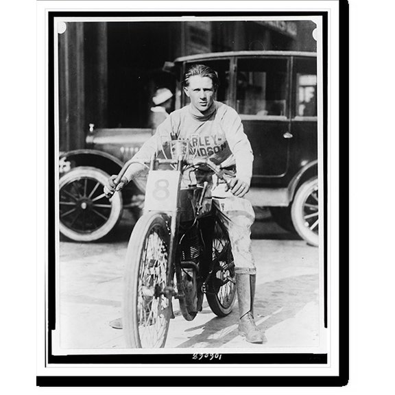 Historic Print, [Man on motorcycle], 16" x 20"