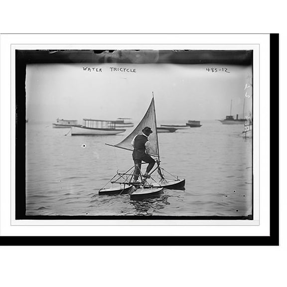 Historic Print, Man operating water tricycle, 16" x 20"