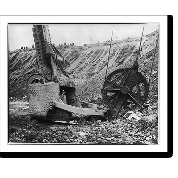 Historic Print, [Man standing in dipper of the world's largest stripper type shovel, at Fidelity Coal Mine, newar DuQuoin, Ill.], 16" x 20"