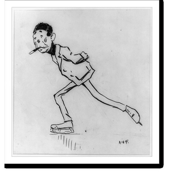 Historic Print, [Man with cigar ice skating].A.B.F., 16" x 20"