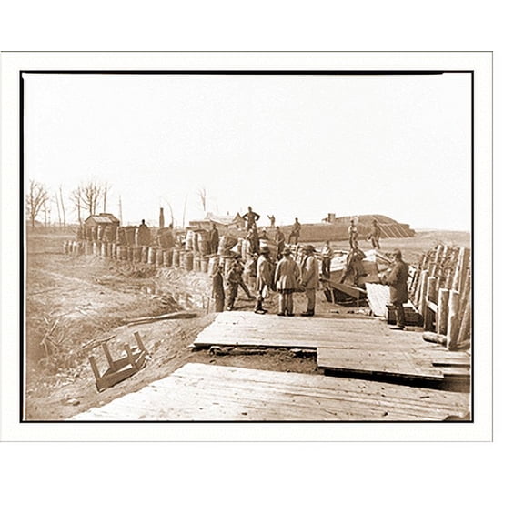 Historic Print, Manassas Va. Confederate fortifications with Federal soldiers, 18" x 24"