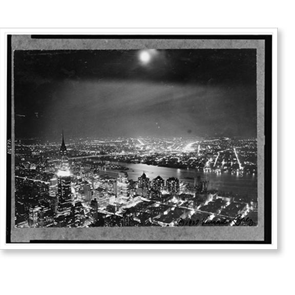 Historic Print, Manhattan moonlight, 16" x 20"