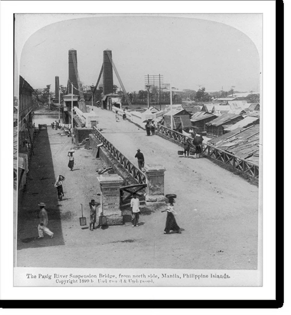 Historic Print, [Manila, P.I., 1899 Pasig River suspension bridge