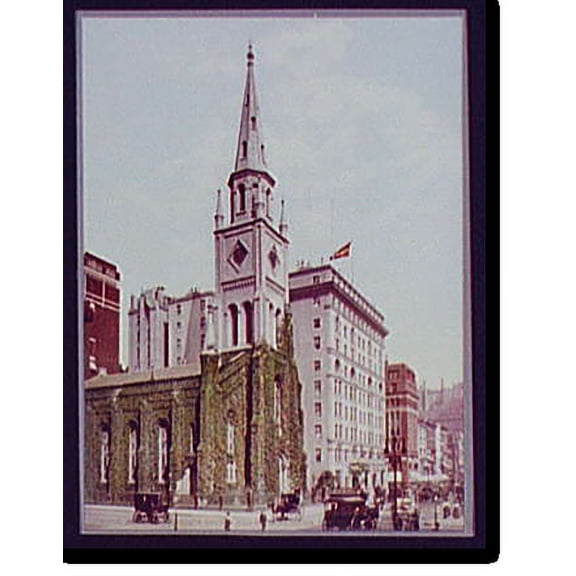 Historic Print, Marble Collegiate Church and Holland House, New York, 18" x 24"