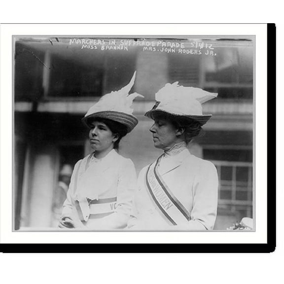 Historic Print, Marchers in Suffrage parade, 5/4/12 - Miss Brannan & Mrs. John Rogers, Jr., 16" x 20"