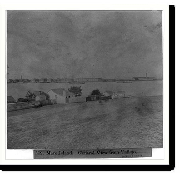 Historic Print, Mare Island General view from Vallejo, Solano County, 18" x 24"