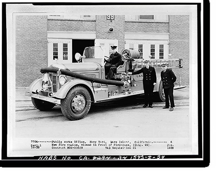 Historic Print, Mare Island Naval Shipyard, Firehouse, Vallejo, Solano