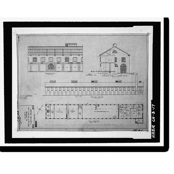 Historic Print, Mare Island Naval Shipyard, Sail Loft, Near State Highway No. 37, Vallejo, Solano County, CA - 2, 16" x 20"