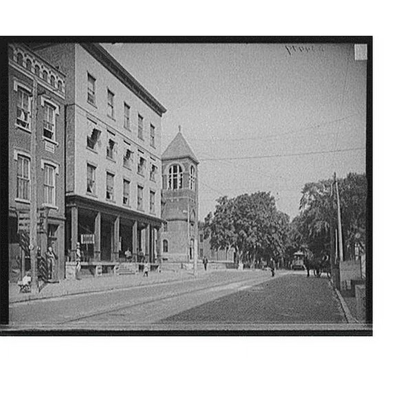 Historic Print, [Margaret Street, north from Cumberland Hotel, Plattsburgh, N.Y.], 16" x 20"