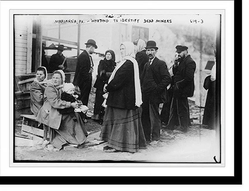 Historic Print, Marianna, PA. mine disaster, group waiting, 16" x 20
