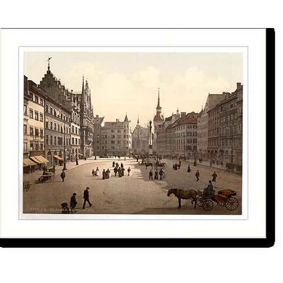 Historic Print, Marienplatz Munich Bavaria Germany, 18" x 24"