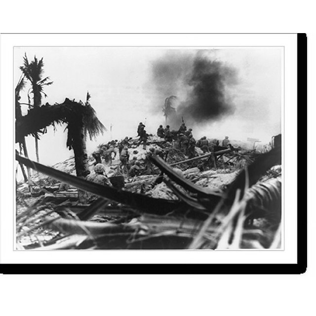 Historic Print, [Marines charging up hill at Tarawa to take a heavy
