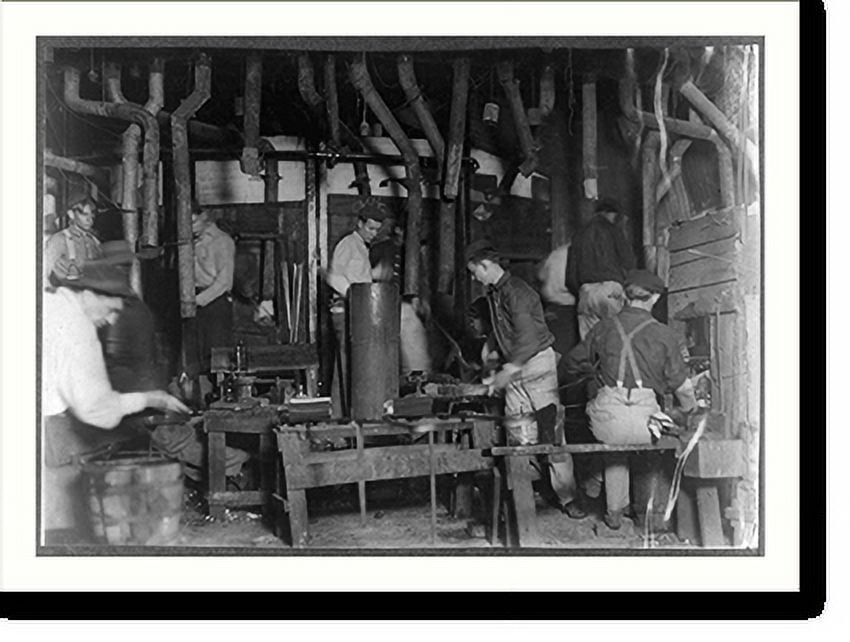 Historic Print, Marion Flint Glass Co., Boys work here but the boss