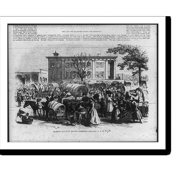Historic Print, Market Scene in Macon, Georgia, 18" x 24"