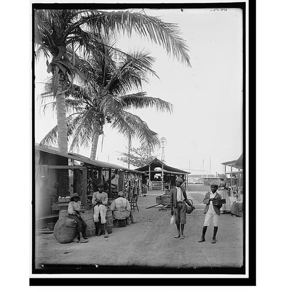 Historic Print, [Market on the wharf, Nassau, Bahama Islands], 18" x 24"