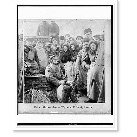 Historic Print, Market scene, Warsaw, Poland, Russia.photographed and published by B.W. Kilburn, Littleton, N.H., 16" x 20"