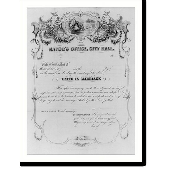 Historic Print, Marriage Certificate - 4, 18" x 24"