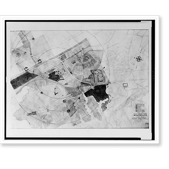 Historic Print, Martinville land use key map, proposed development of Middle River District, 18" x 24"