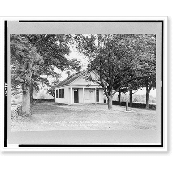 Historic Print, Mary and the Little Lamb schoolhouse, 18" x 24"