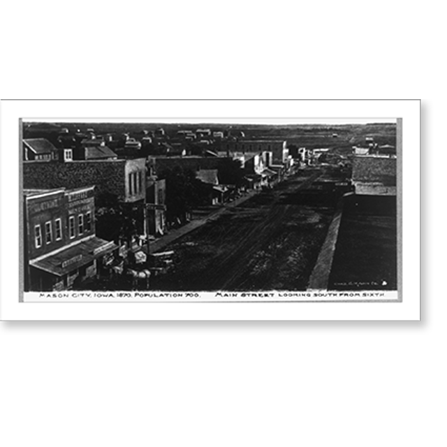Historic Print, Mason City, Iowa, 1870, population 700.Chas. E. Mann Co