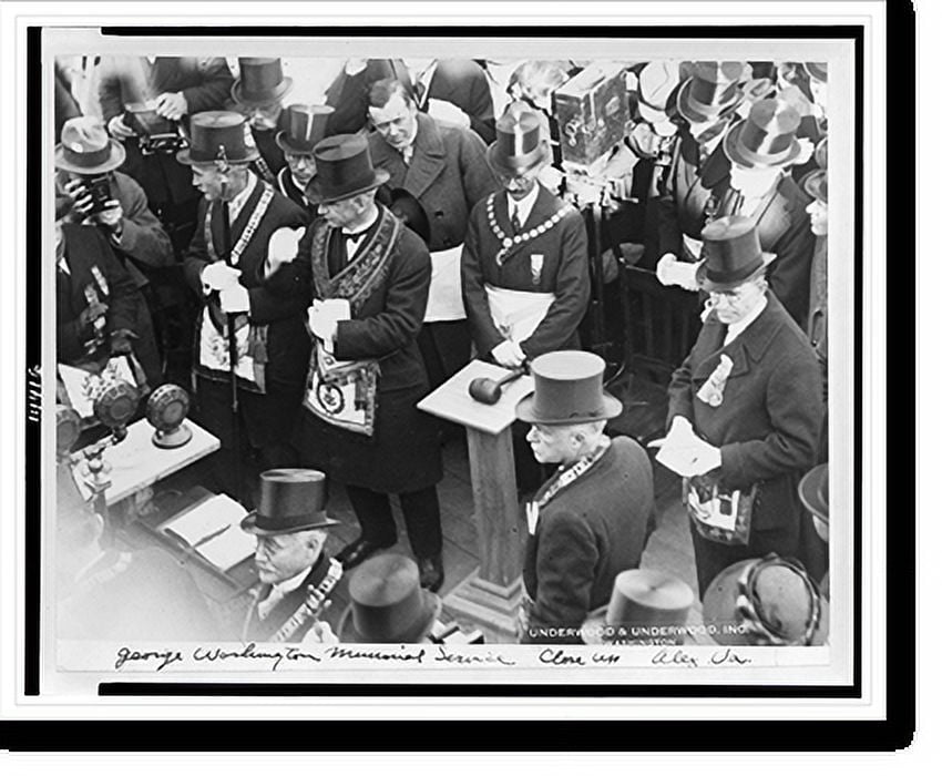 Historic Print, [Masons around rostrum at George Washington memorial ...