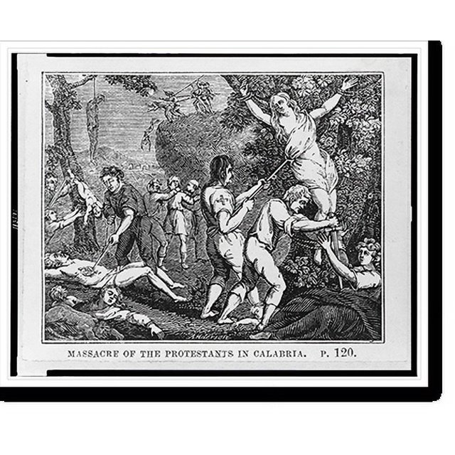 Historic Print, Massacre of the Protestants in Calabria, 16" x 20