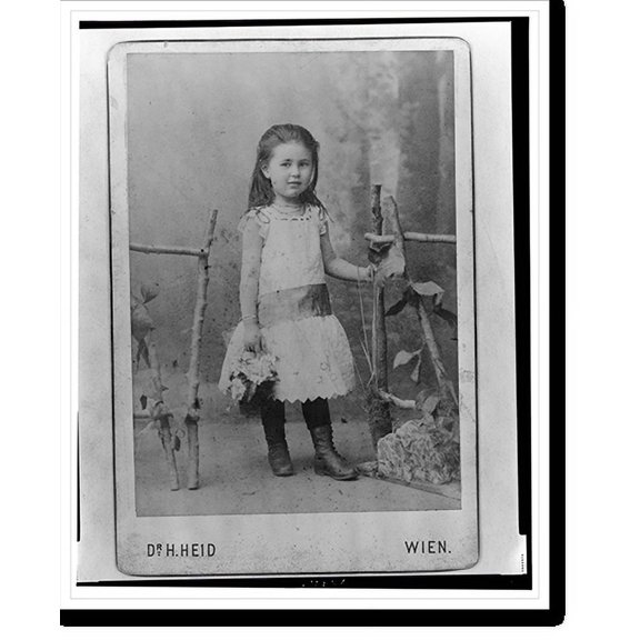 Historic Print, [Mathilde Freud, full-length portrait, standing, facing front with left hand on studio prop].Dr. H. Heid, Wien., 16" x 20"