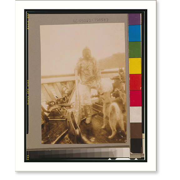 Historic Print, Matt Henson (of Peary's crew) in Arctic costume on deck of the Roosevelt" on arrival at Sidney, Nova Scotia" - 2, 18" x 24"