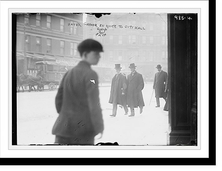 Historic Print, Mayor Gaynor with others walking along street to City