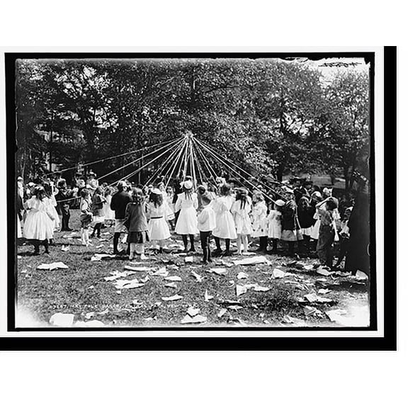 Historic Print, Maypole dance, Central Park, New York, 16" x 20"