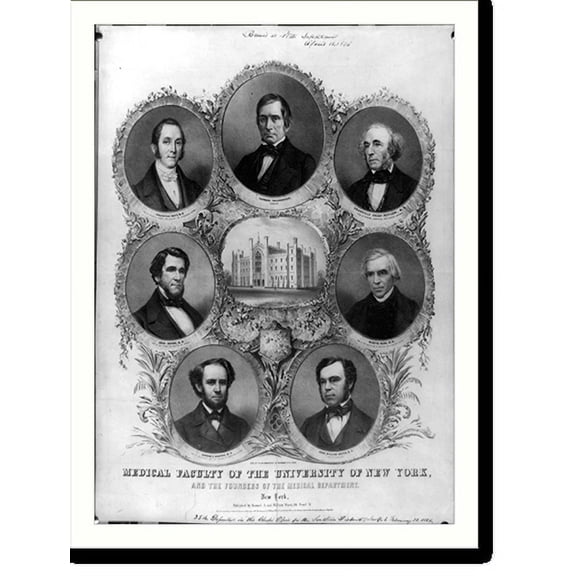 Historic Print, Medical faculty of the University of New York, and the founders of the medical department, 16" x 20"