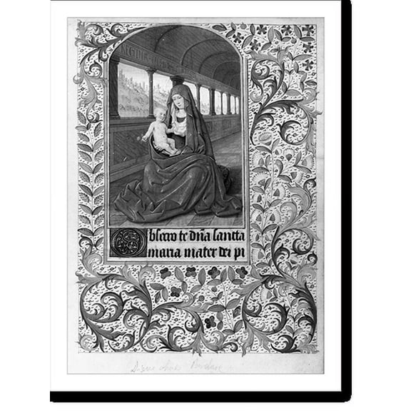 Historic Print, [Medieval illuminated manuscripts]: Virgin with infant (f. 18r), 16" x 20"