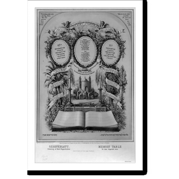 Historic Print, Memory table for dear departed ones, 18" x 24"