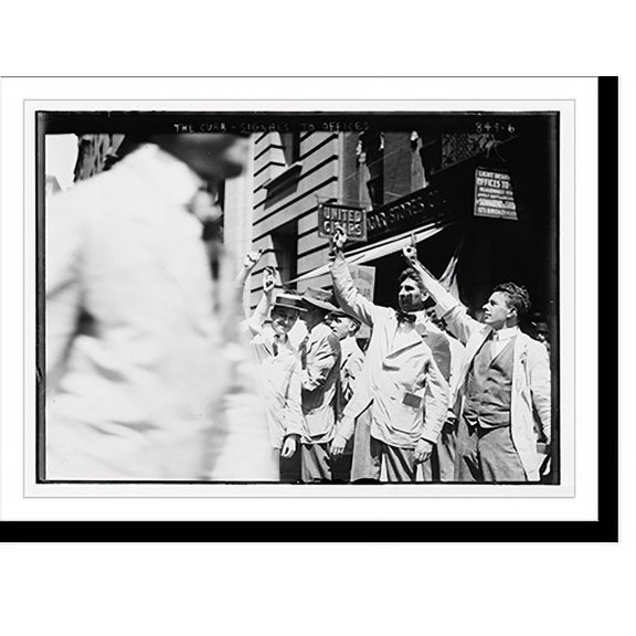 Historic Print, Men on curb, signals to offices, 16" x 20"