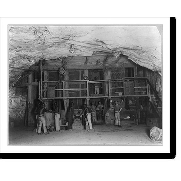Historic Print, [Men working 2000 ft. undergound in Kimberley Diamond Mine, South Africa], 16" x 20"