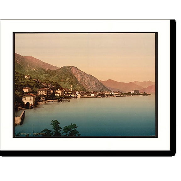 Historic Print, Menaggio general view Como Lake of Italy, 18" x 24"