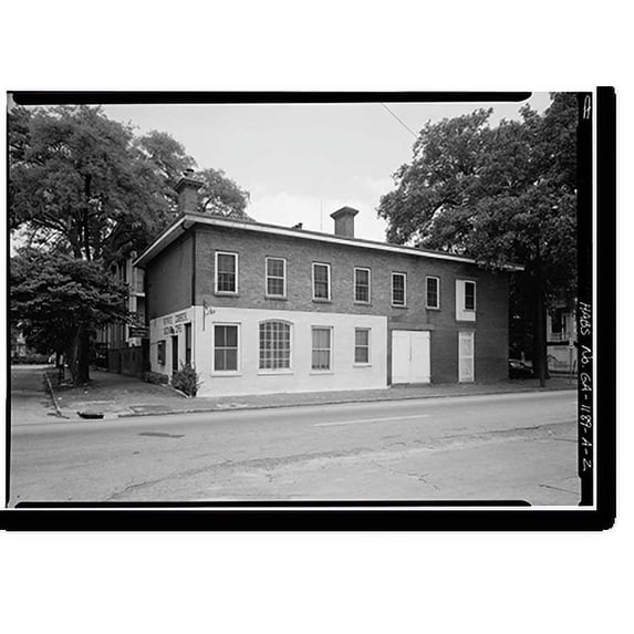 Historic Print, Mercer-Wilder House, Carriage House, 429 Bull Street, Savannah, Chatham County, GA - 2, 18" x 24"