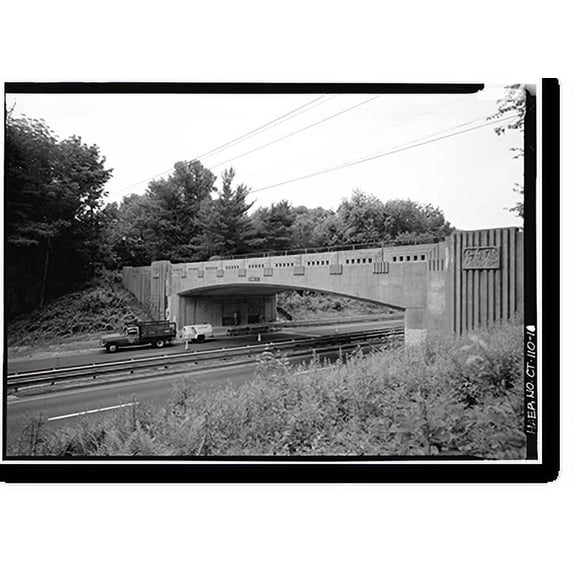 Historic Print, Merritt Parkway, Burr Street Bridge, Spanning Merritt Parkway, Fairfield, Fairfield County, CT, 16" x 20"