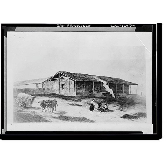 Historic Print, Mexican Custom House, Historic View, Portsmouth Square, San Francisco, San Francisco County, CA, 18" x 24"