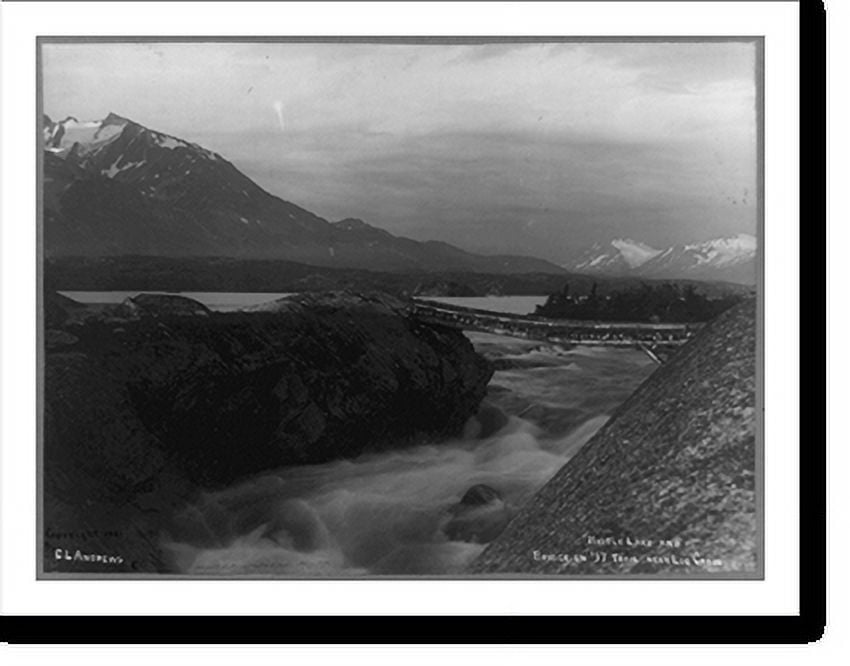 Historic Print, Middle Lake and bridge on '97 trail near Log Cabin