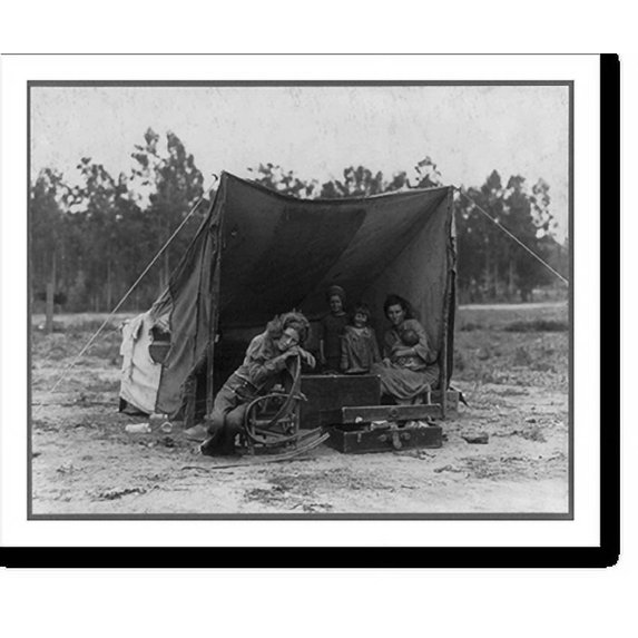 Historic Print, Migrant agricultural worker's family. Seven hungry children. Mother aged thirty-two. Father is native Californian. Nipomo, California, 18" x 24"