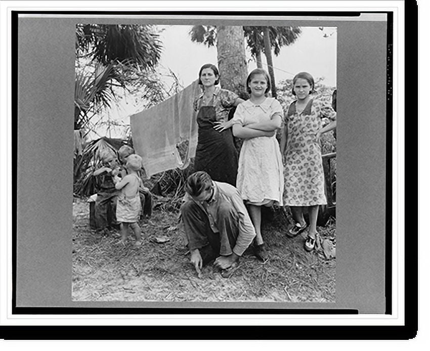 Historic Print, Migrant laborer's family, packing house workers. Canal