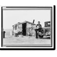Historic Print, Migratory Mexican field worker's home on the edge of a