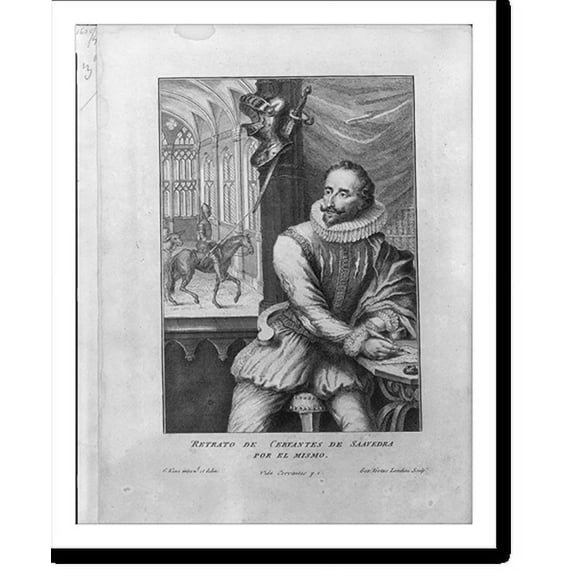 Historic Print, Miguel de Cervantes Saavedra, 1547-1616, 18" x 24"
