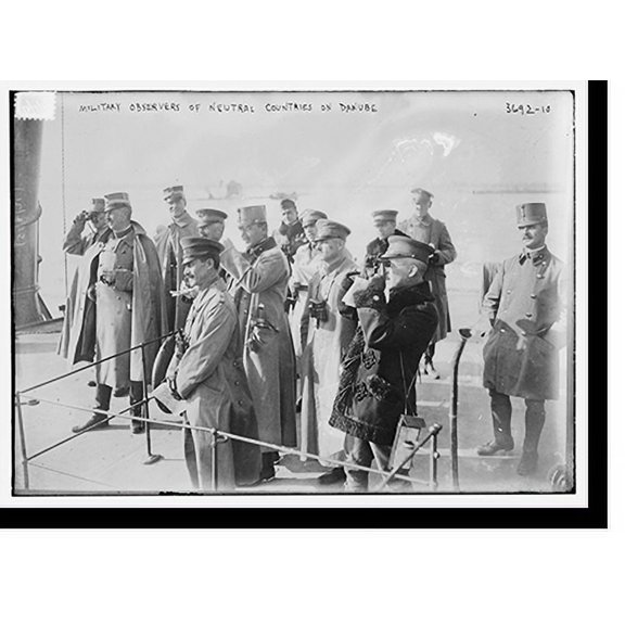 Historic Print, Military Observers of Neutral Countries on Danube, 18" x 24"
