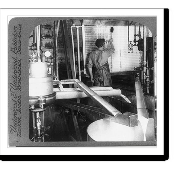 Historic Print, Milk in the separating room, passing over refrigerating pipes of a dairy, 16" x 20"